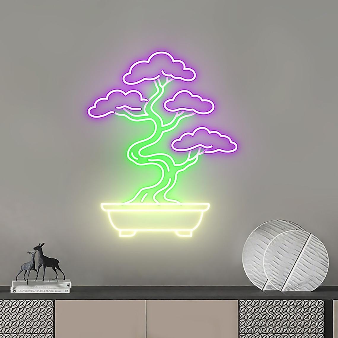 Bonsai Tree Zen Garden - لافتة نيون على شكل شجرة بونساي